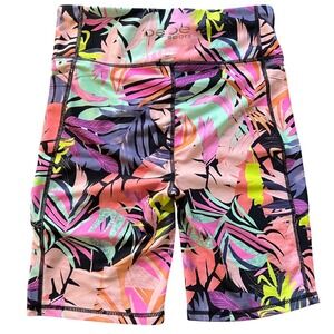 Bebe Sport Women's Tropical Floral Print Bike Shorts Size Medium